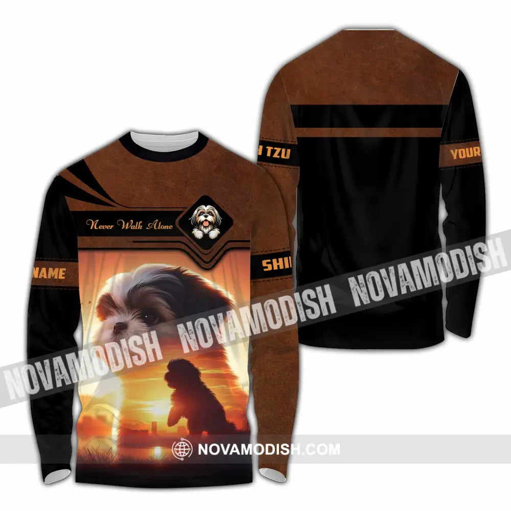 Unisex Shirt - Custom Never Walk Alone Shih Tzu Shirt Long Sleeve Shirt / S T-shirt