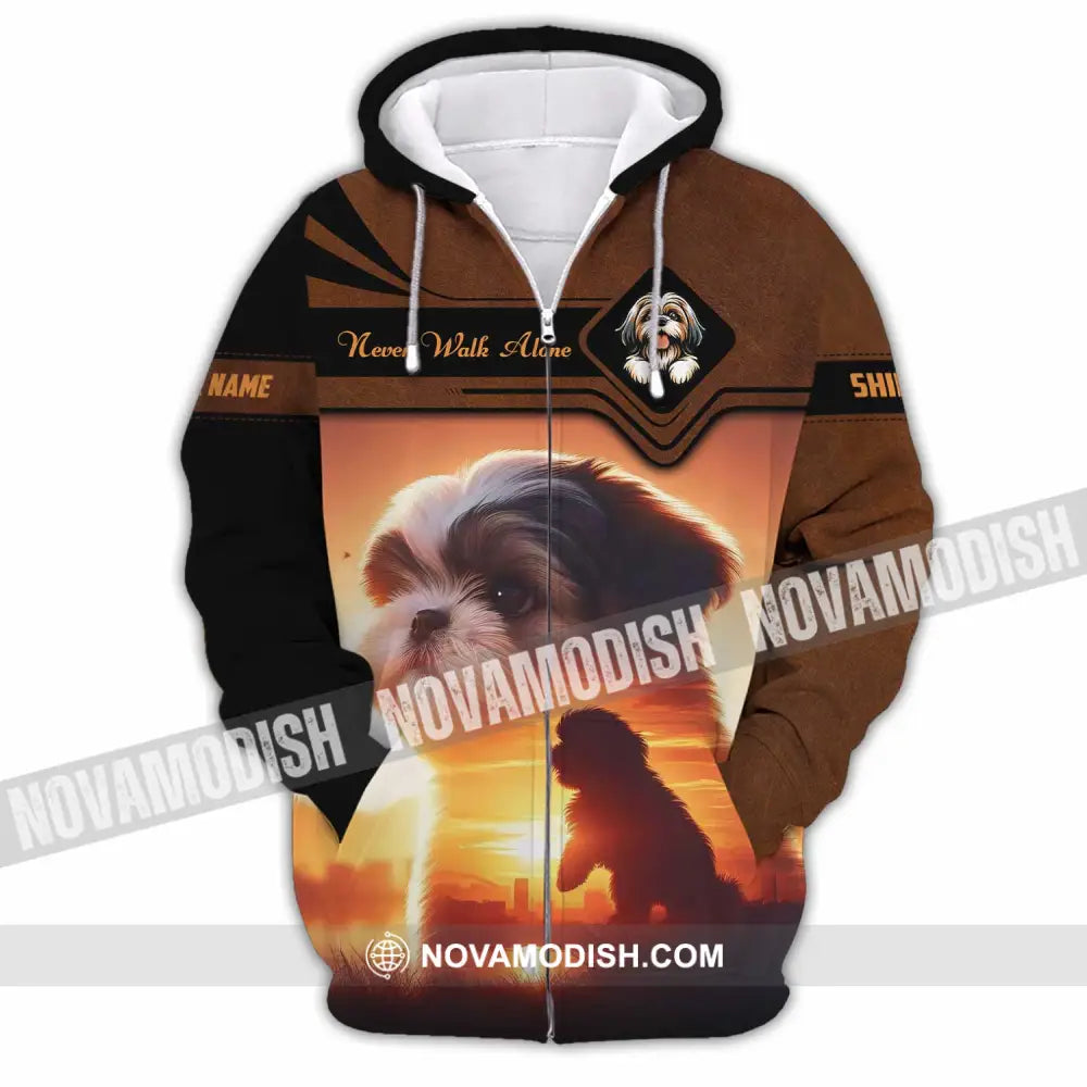 Unisex Shirt - Custom Never Walk Alone Shih Tzu Shirt Zipper Hoodie / S T-shirt