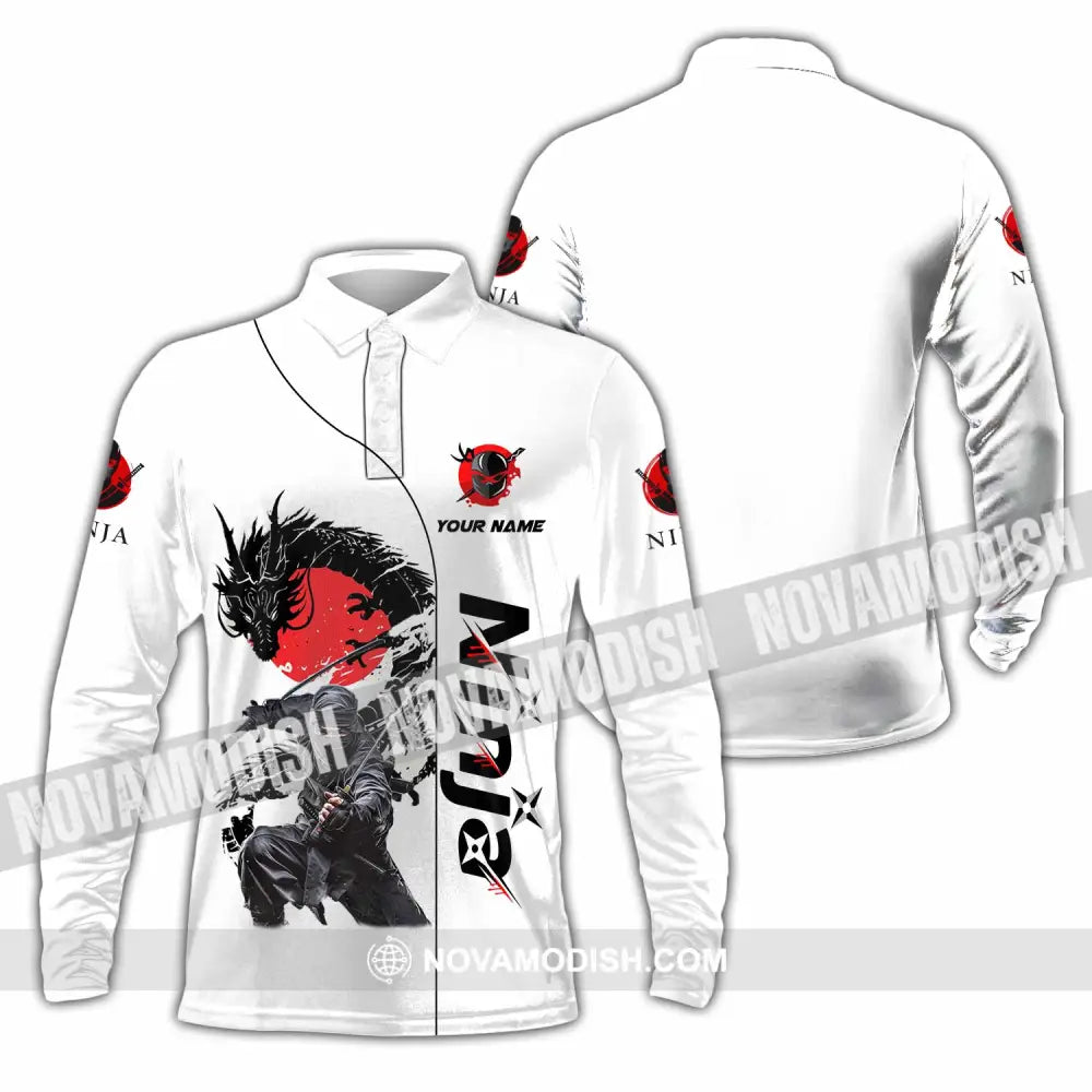 Unisex Shirt - Custom Ninja Design Shirt Long Sleeve Polo / S T-shirt
