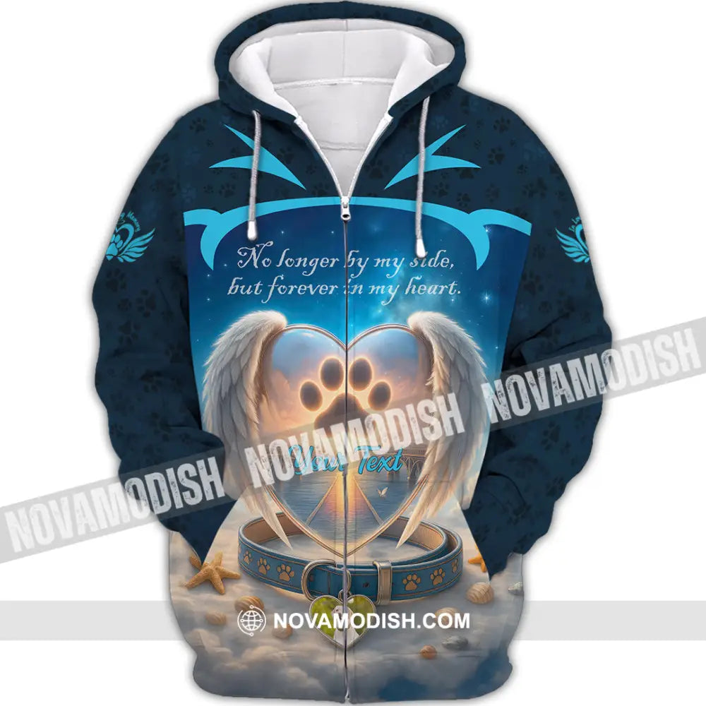 Unisex Shirt - Custom No Long By My Side But Forever In My Heart Memorial Pet Lover Shirt Zipper Hoodie / S T-shirt