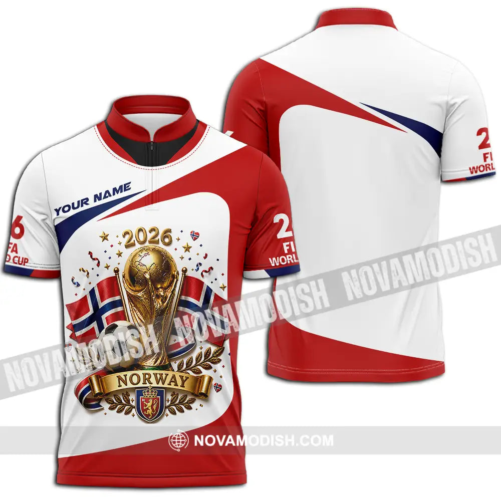 Unisex Shirt - Custom Norway World Cup 2026 Shirt - Zipper Polo Shirt / S - T-shirt