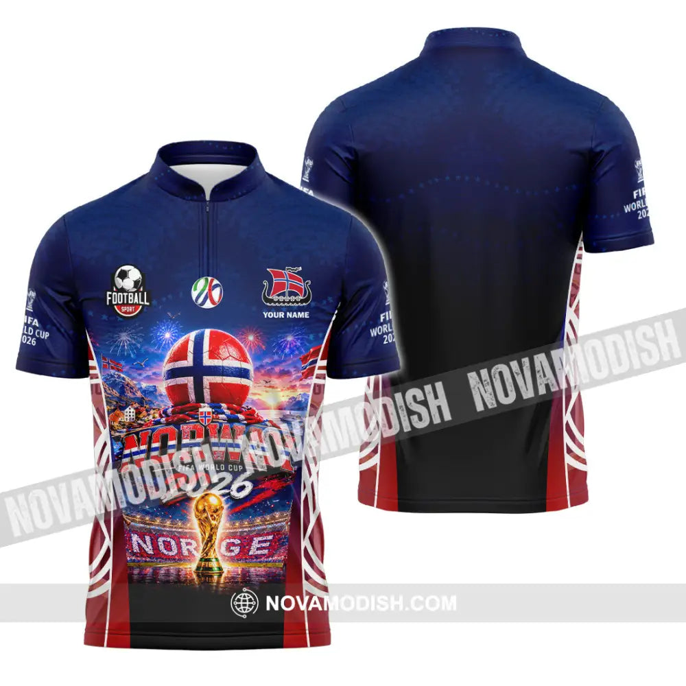 Unisex Shirt - Custom Norway World Cup 2026 Shirt - Zipper Polo Shirt / S - T-shirt