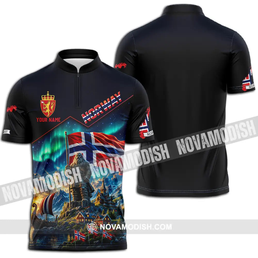 Unisex Shirt - Custom Norway Shirt - Zipper Polo Shirt / S - T-shirt