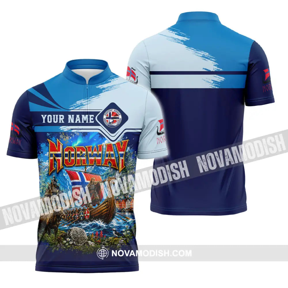 Unisex Shirt - Custom Norway Shirt - Zipper Polo Shirt / S - T-shirt