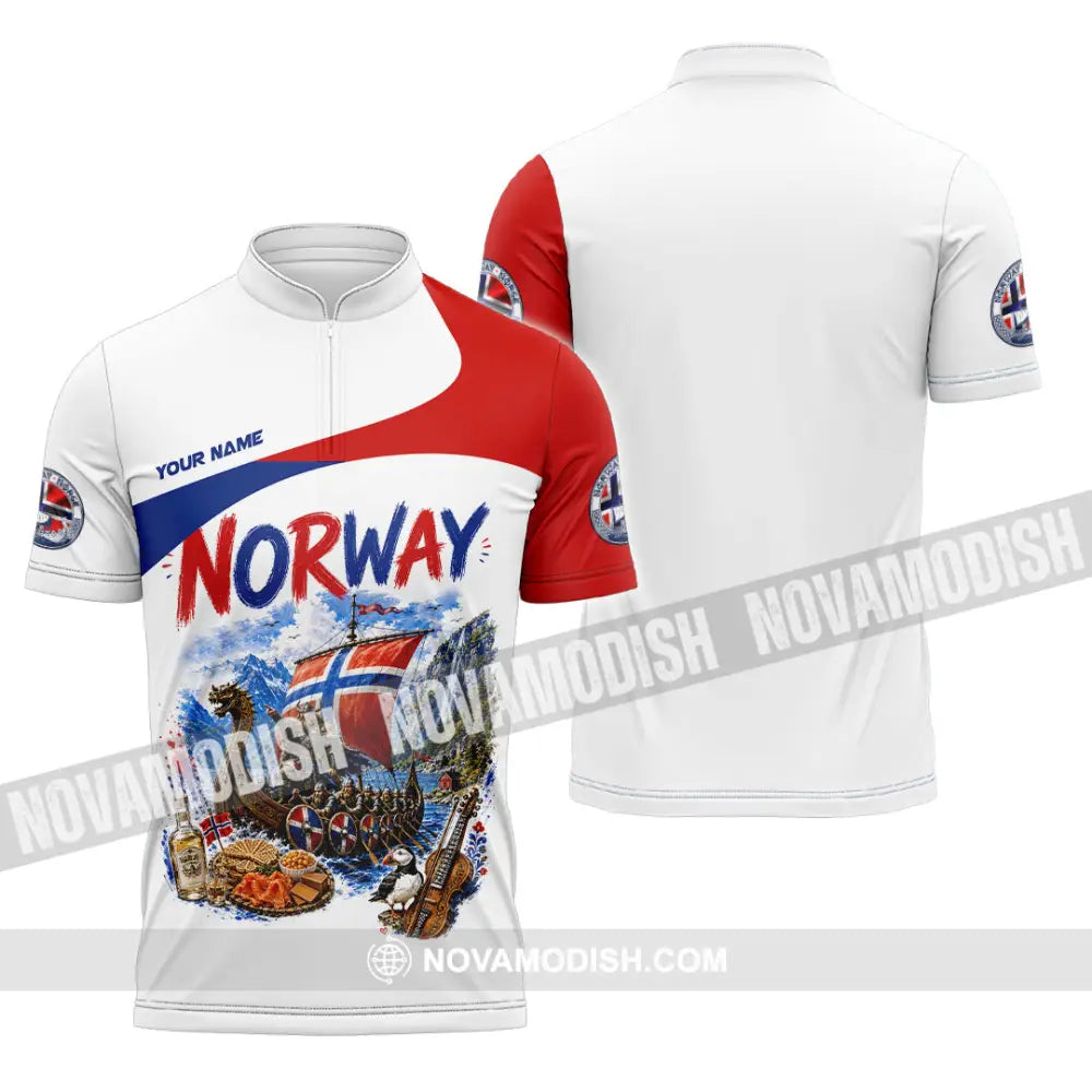 Unisex Shirt - Custom Norway Shirt - Zipper Polo Shirt / S - T-shirt