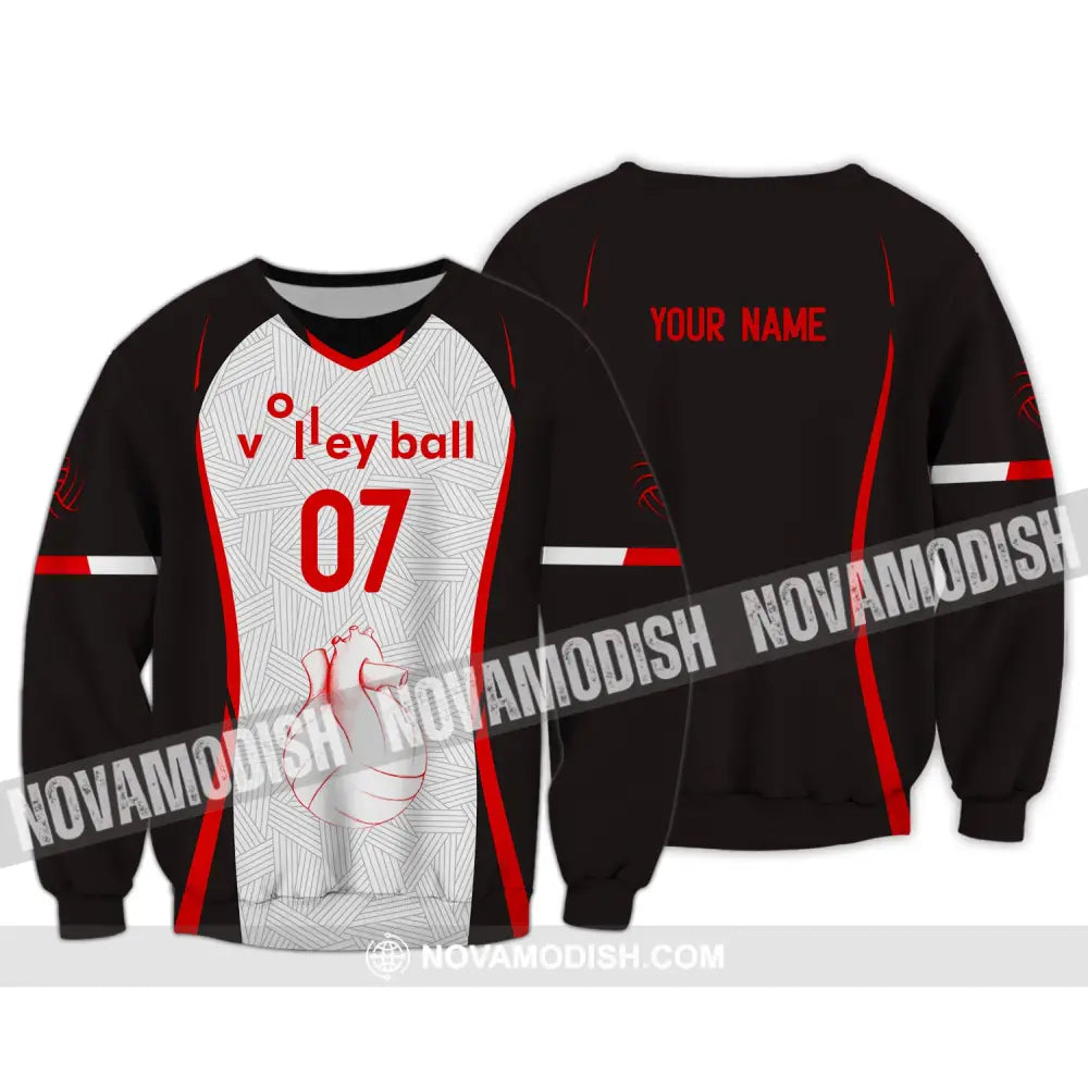 Unisex Shirt Custom Number Volleyball Hoodie Team T-Shirt Gift For Players Long Sleeve / S