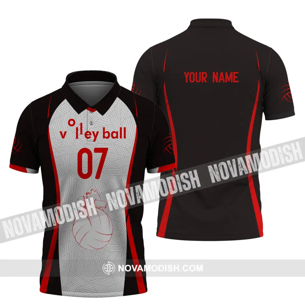 Unisex Shirt Custom Number Volleyball Hoodie Team T-Shirt Gift For Players Polo / S