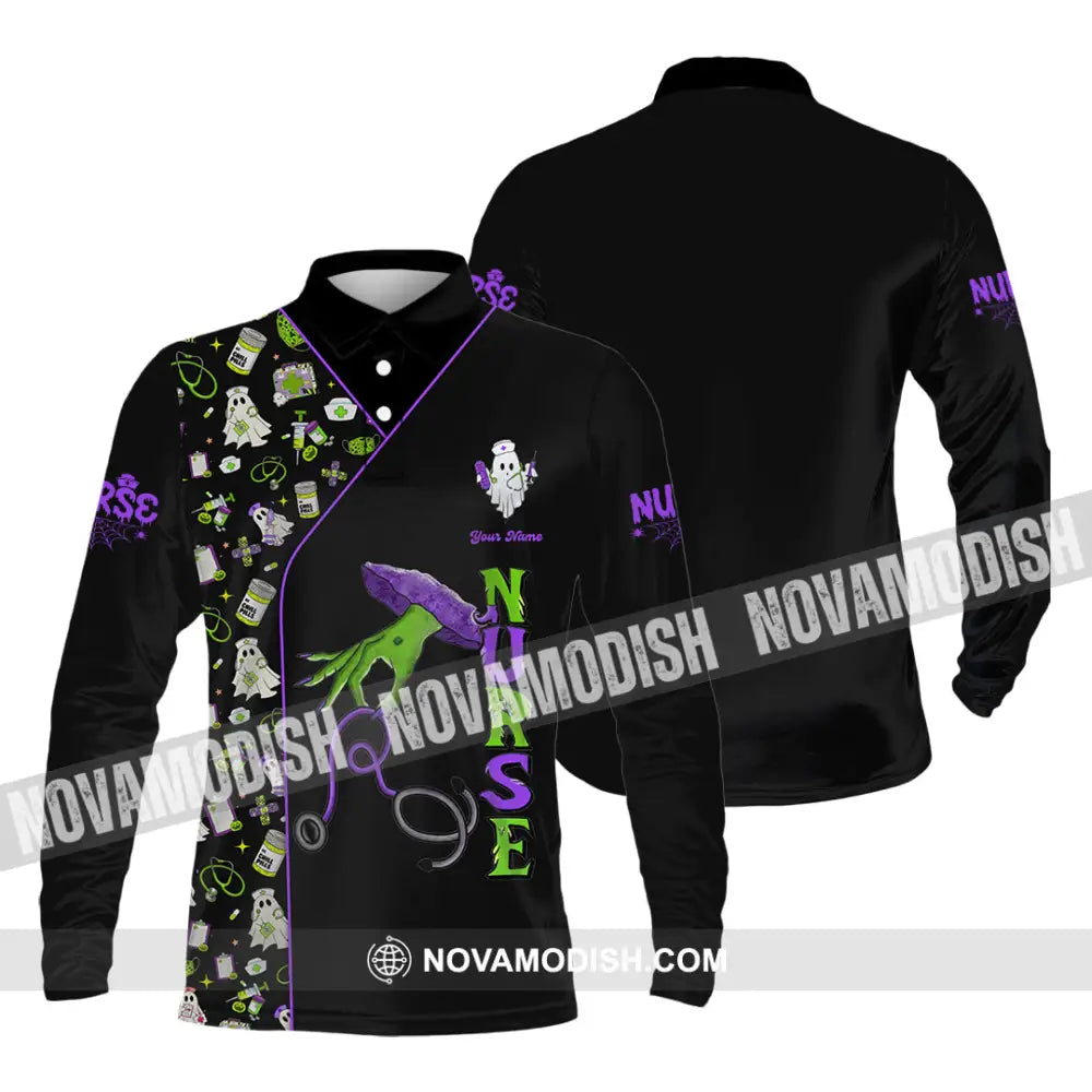Unisex Shirt - Custom Nurse Halloween Shirt Long Sleeve Polo / S T-shirt