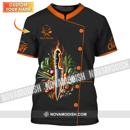 Unisex Shirt - Custom Orange Name Chef Shirt T-shirt