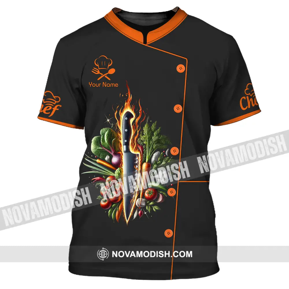 Unisex Shirt - Custom Orange Name Chef Shirt T-Shirt / S T-shirt