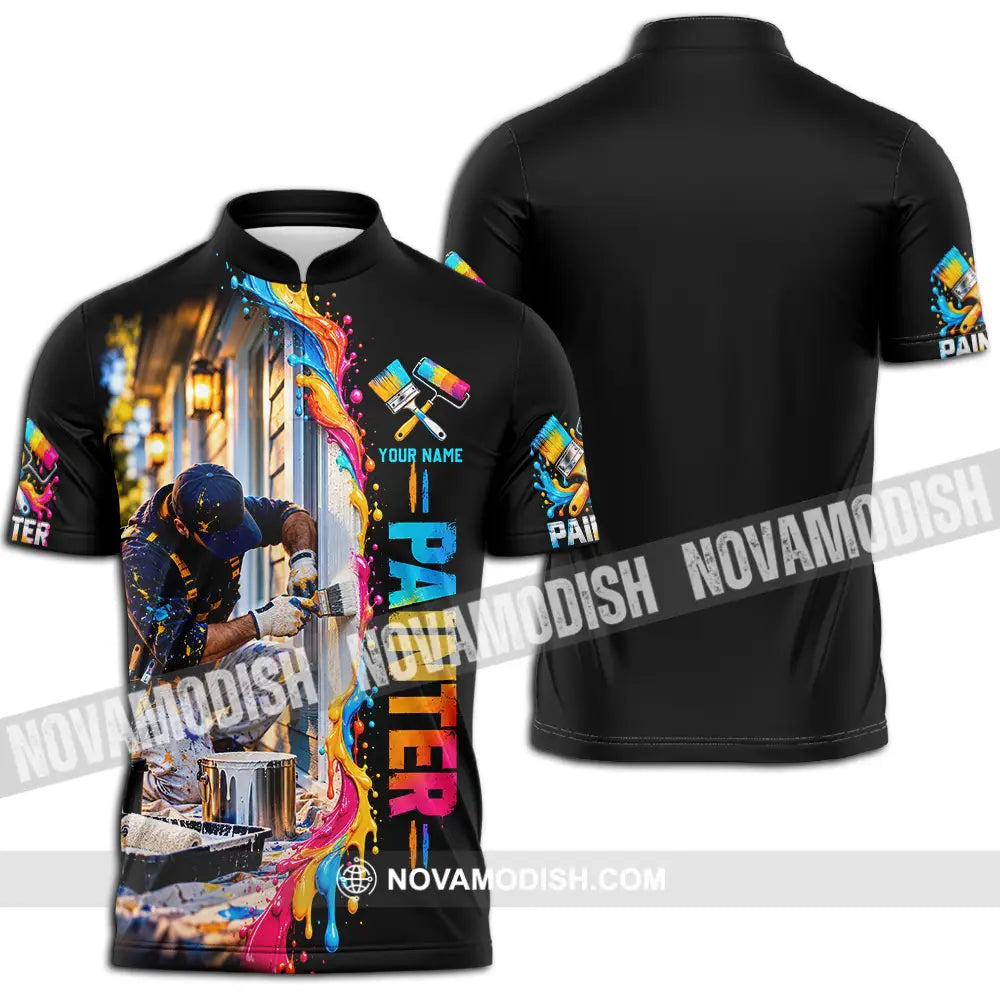 Unisex Shirt - Custom Painter Shirt - Zipper Polo Shirt / S - T-shirt