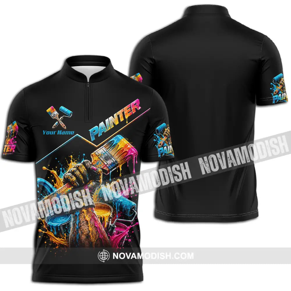 Unisex Shirt - Custom Painter Shirt - Zipper Polo Shirt / S - T-shirt