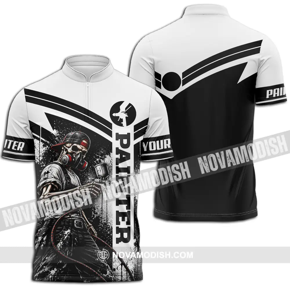 Unisex Shirt - Custom Painter Shirt - Zipper Polo Shirt / S - T-shirt