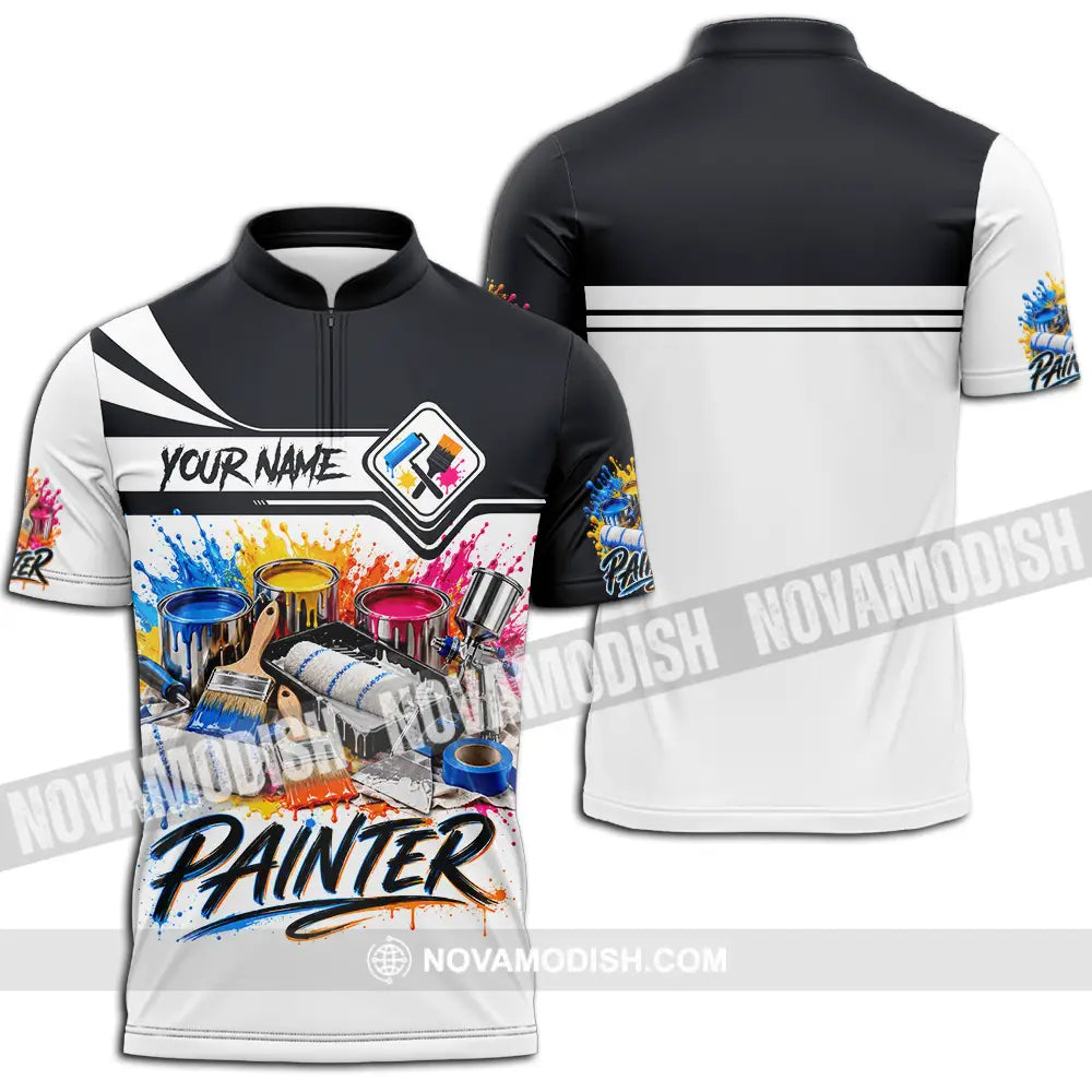 Unisex Shirt - Custom Painter Shirt - Zipper Polo Shirt / S - T-shirt