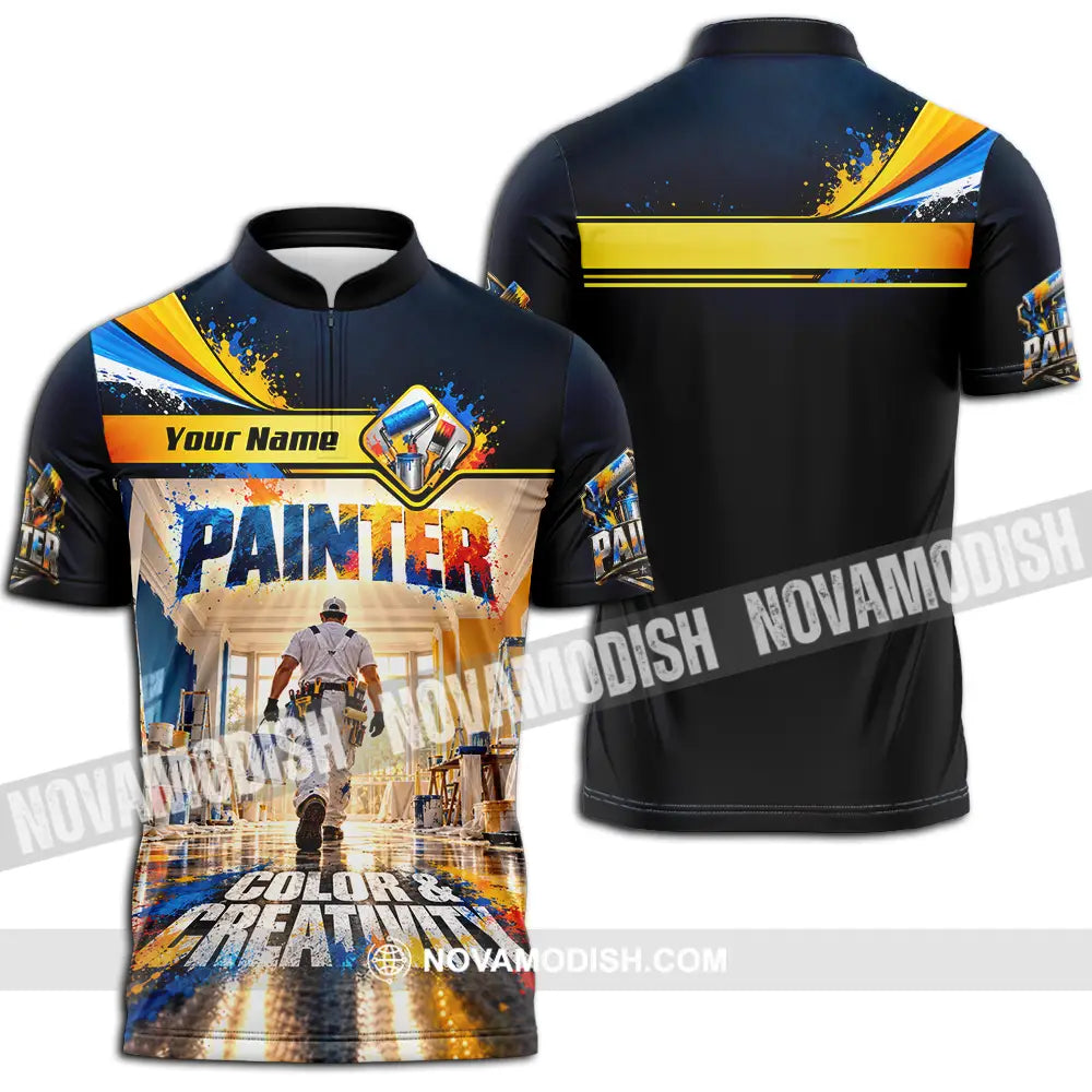 Unisex Shirt - Custom Painter Shirt - Zipper Polo Shirt / S - T-shirt