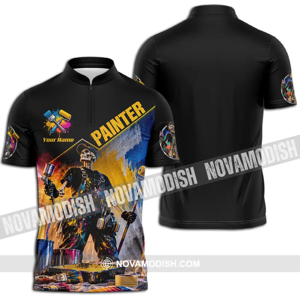 Unisex Shirt - Custom Painter Shirt - Zipper Polo Shirt / S - T-shirt