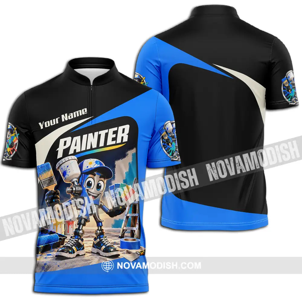 Unisex Shirt - Custom Painter Shirt - Zipper Polo Shirt / S - T-shirt