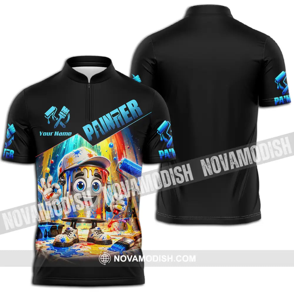 Unisex Shirt - Custom Painter Shirt - Zipper Polo Shirt / S - T-shirt