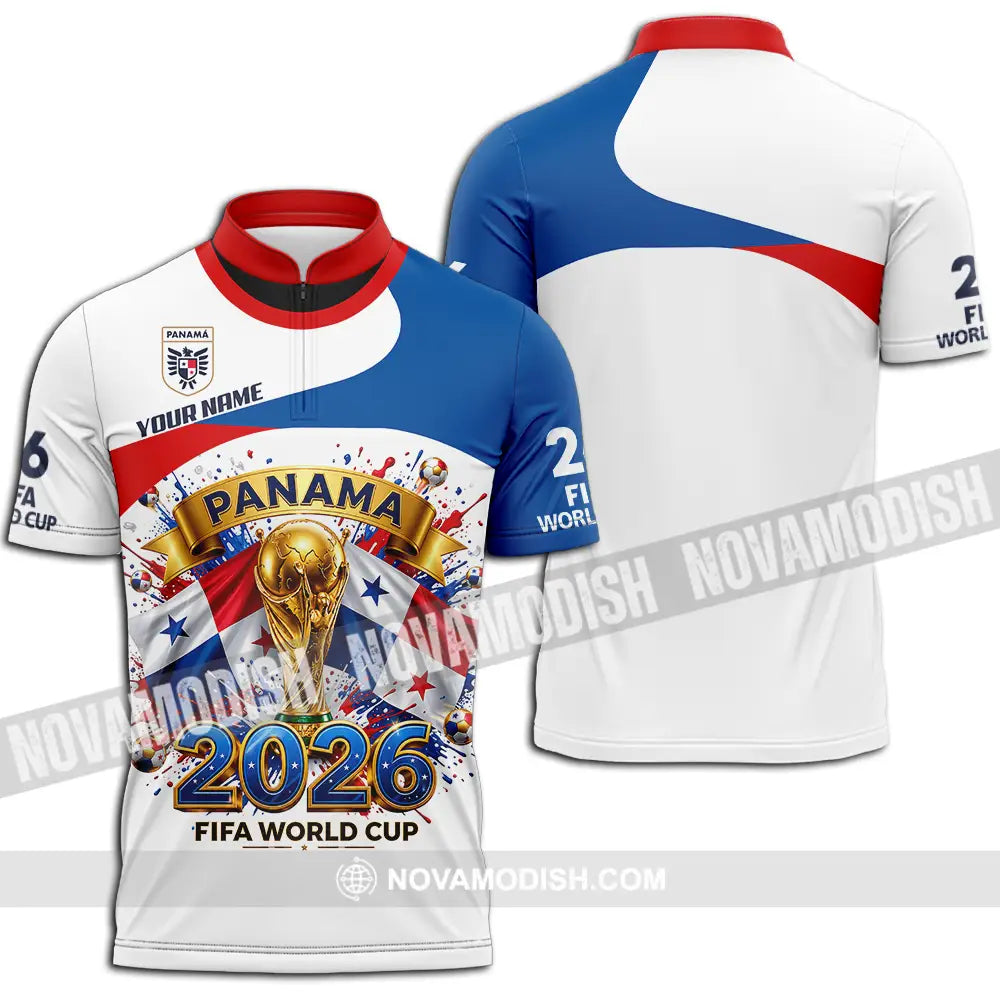 Unisex Shirt - Custom Panama World Cup 2026 3D Shirt - Zipper Polo Shirt / S - T-shirt