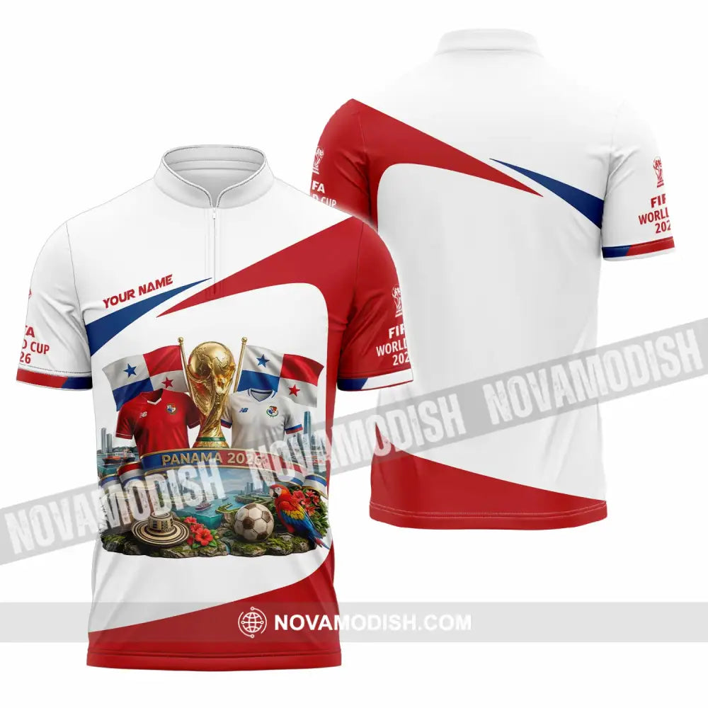 Unisex Shirt - Custom Panama World Cup 2026 3D Shirt - Zipper Polo Shirt / S - T-shirt