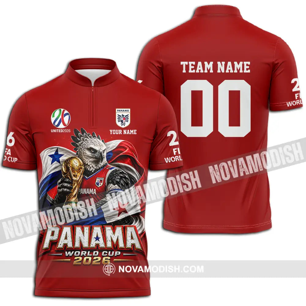Unisex Shirt - Custom Panama World Cup 2026 3D Shirt - Zipper Polo Shirt / S - T-shirt