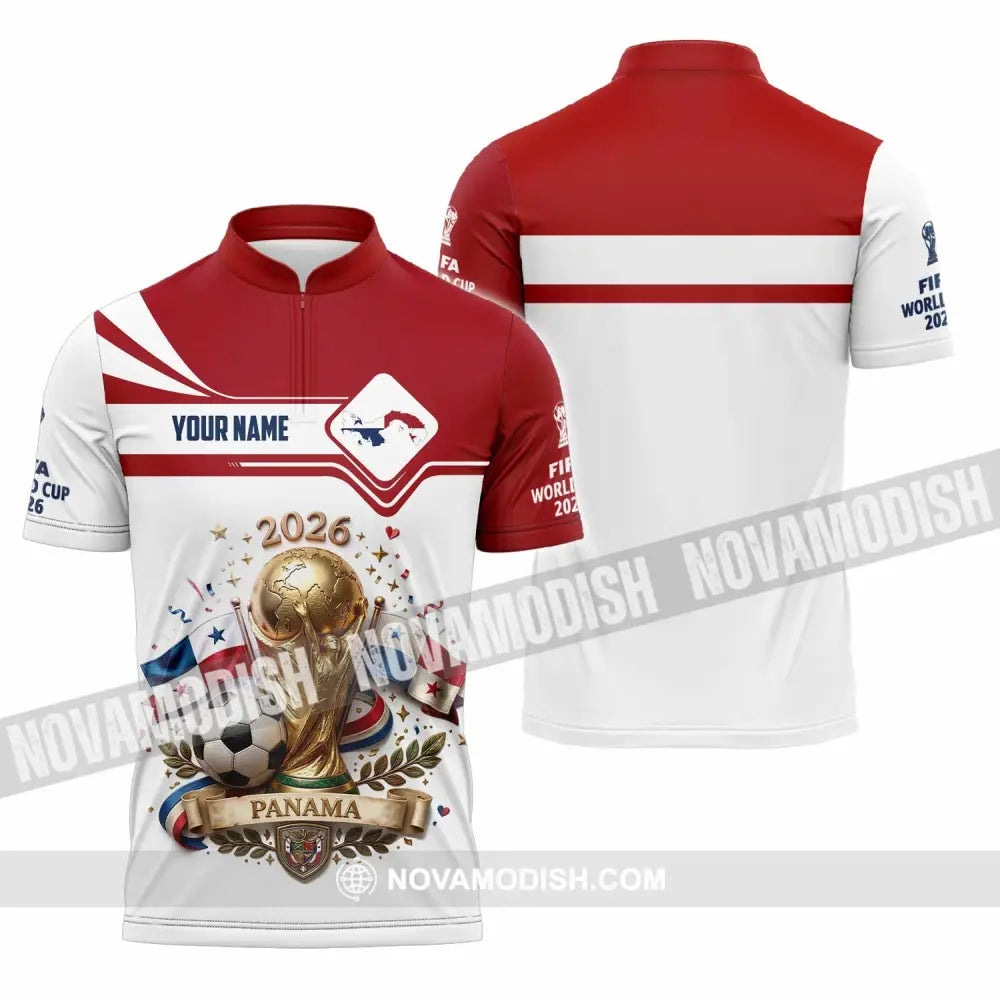 Unisex Shirt - Custom Panama World Cup 2026 3D Shirt - Zipper Polo Shirt / S - T-shirt