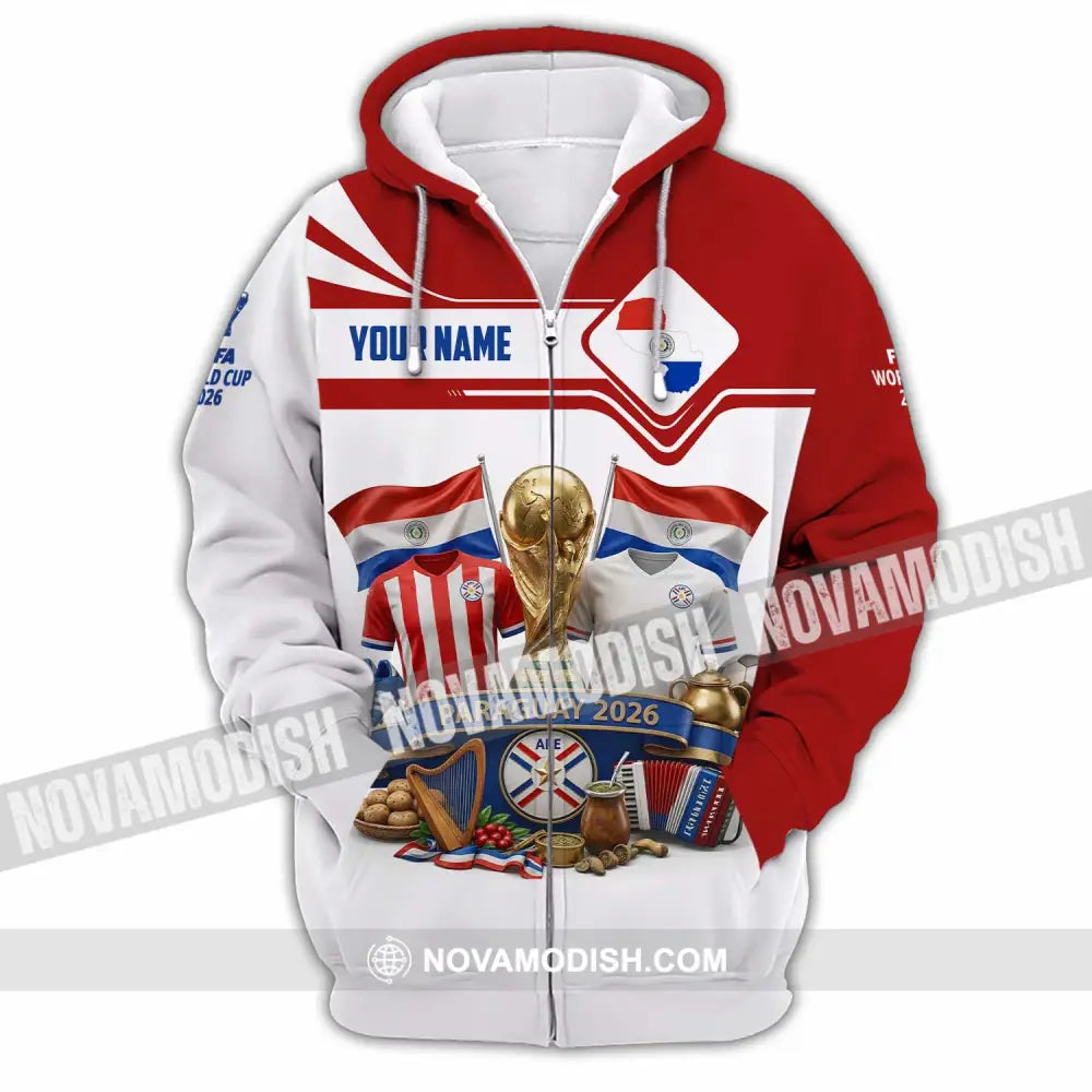 Unisex Shirt - Custom Paraguay World Cup 2026 Shirt - Zipper Hoodie / S - T-shirt