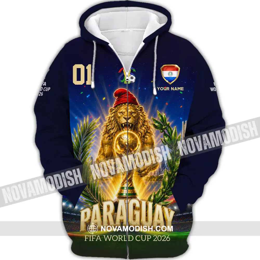 Unisex Shirt - Custom Paraguay World Cup 2026 Shirt - Zipper Hoodie / S - T-shirt