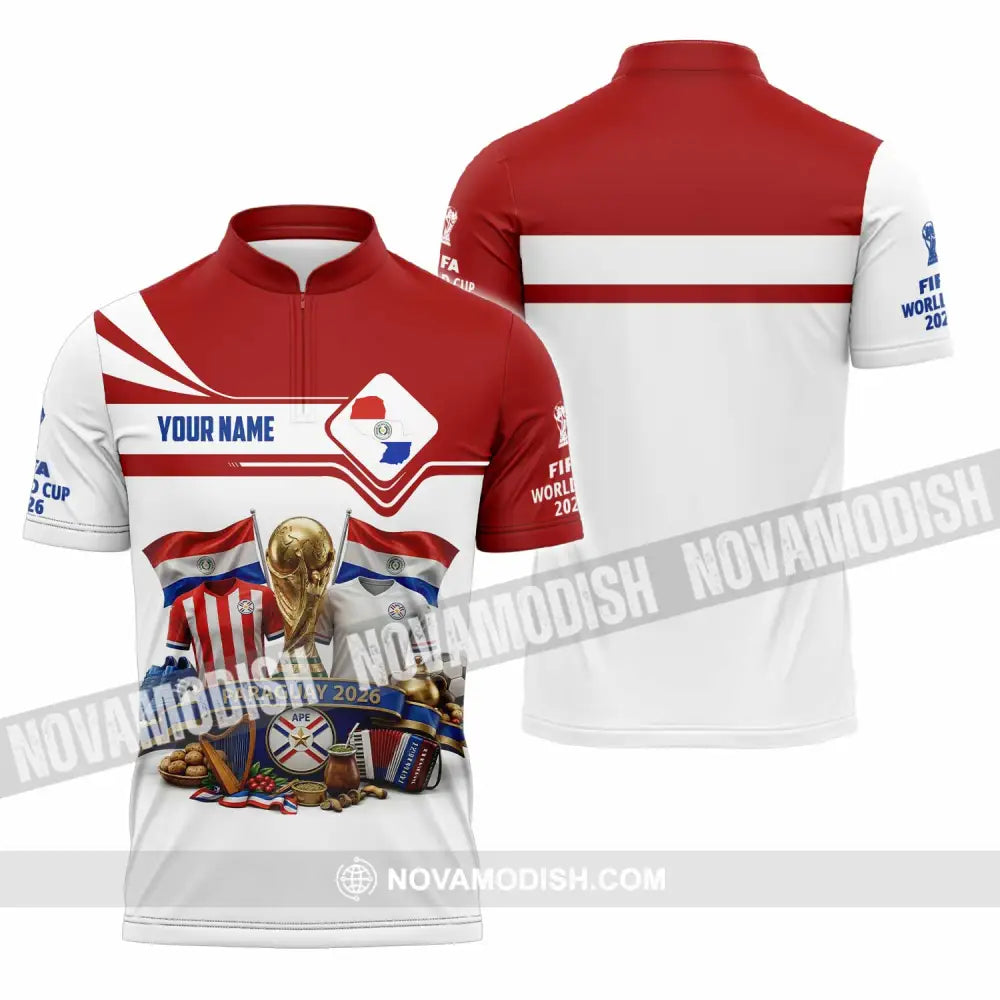 Unisex Shirt - Custom Paraguay World Cup 2026 Shirt - Zipper Polo Shirt / S - T-shirt