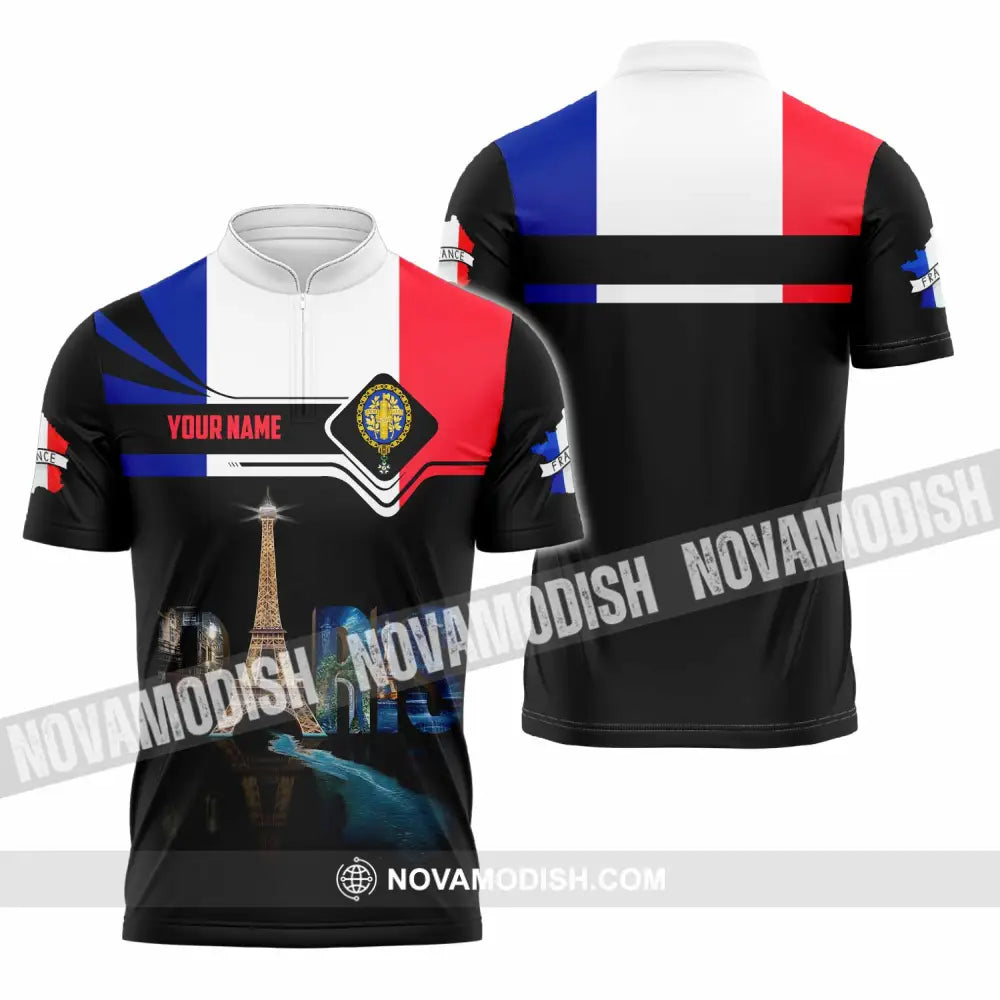 Unisex Shirt - Custom Paris 3D Shirt Zipper Polo Shirt / S T-shirt