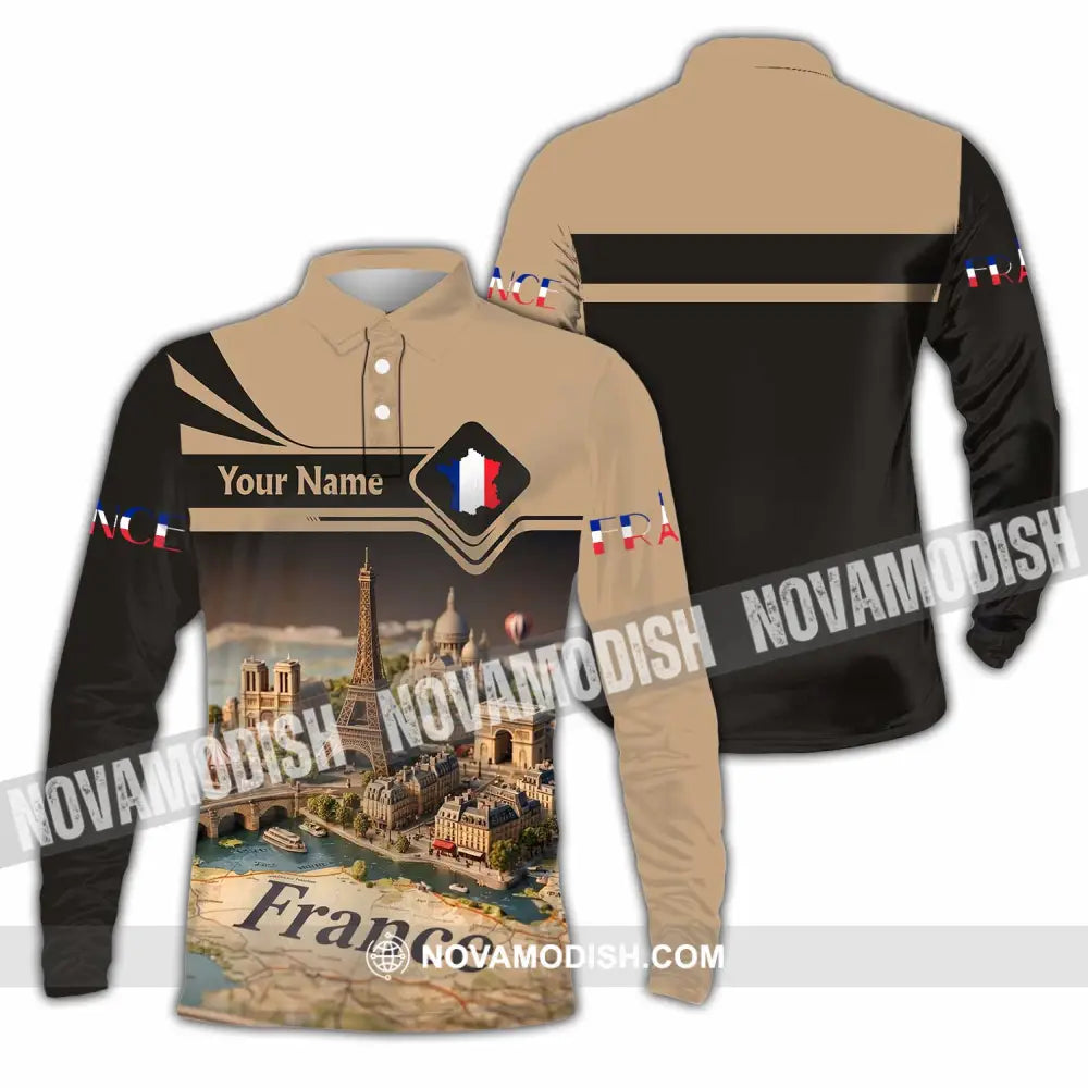Unisex Shirt - Custom Paris France 3D Shirt Long Sleeve Polo / S T-shirt
