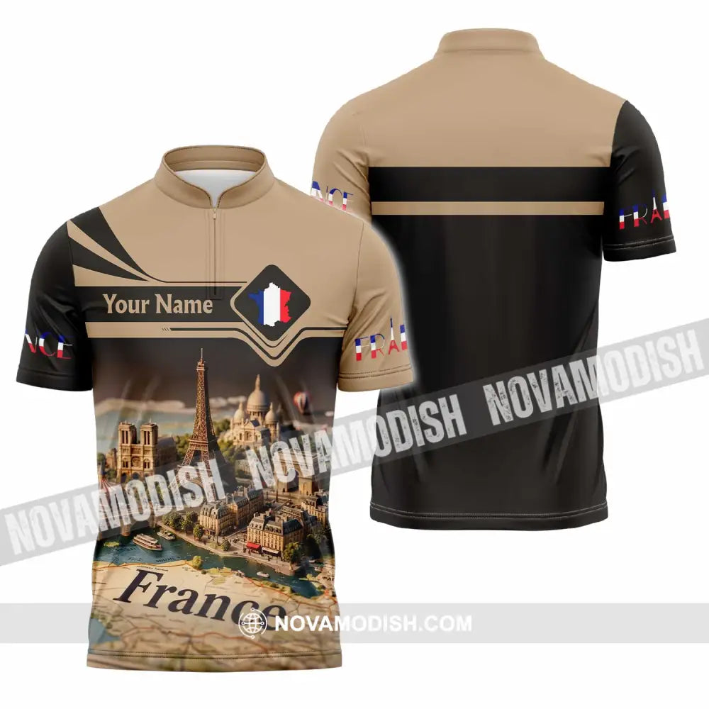 Unisex Shirt - Custom Paris France 3D Shirt Zipper Polo Shirt / S T-shirt