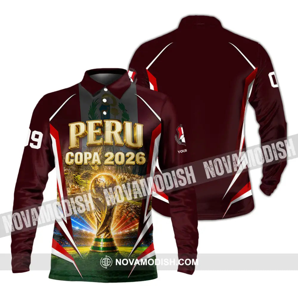 Unisex Shirt - Custom Peru Copa 2026 Shirt - Long Sleeve Polo / S - T-shirt
