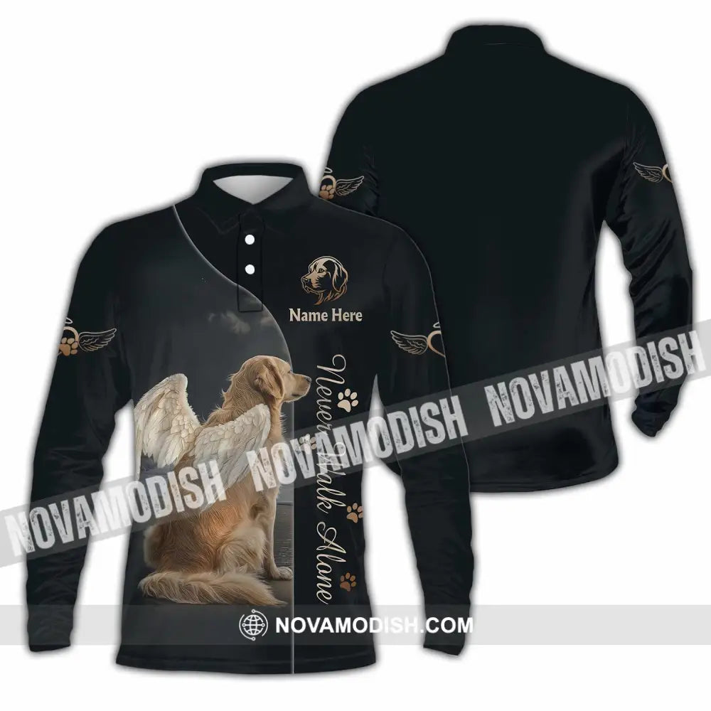 Unisex Shirt - Custom Pet Lover Never Walk Alone 3D Shirt Long Sleeve Polo / S T-shirt