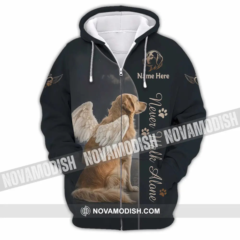 Unisex Shirt - Custom Pet Lover Never Walk Alone 3D Shirt Zipper Hoodie / S T-shirt