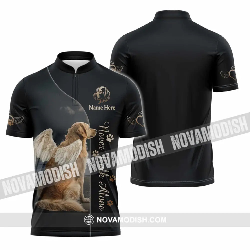 Unisex Shirt - Custom Pet Lover Never Walk Alone 3D Shirt Zipper Polo Shirt / S T-shirt