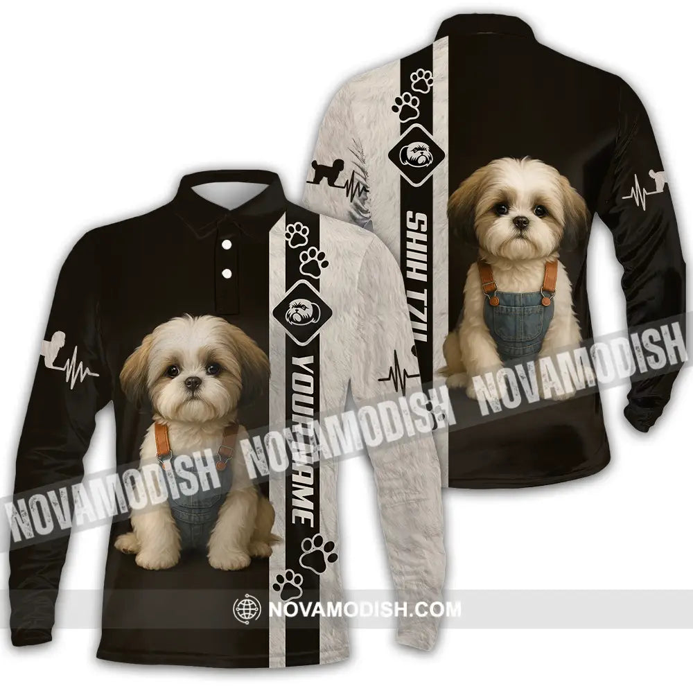 Unisex Shirt - Custom Pet Lover Shih Tzu Shirt Long Sleeve Polo / S T-shirt