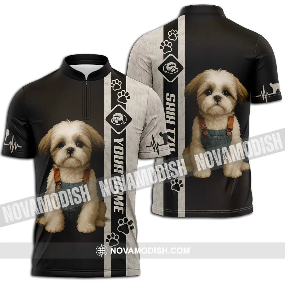Unisex Shirt - Custom Pet Lover Shih Tzu Shirt Zipper Polo Shirt / S T-shirt