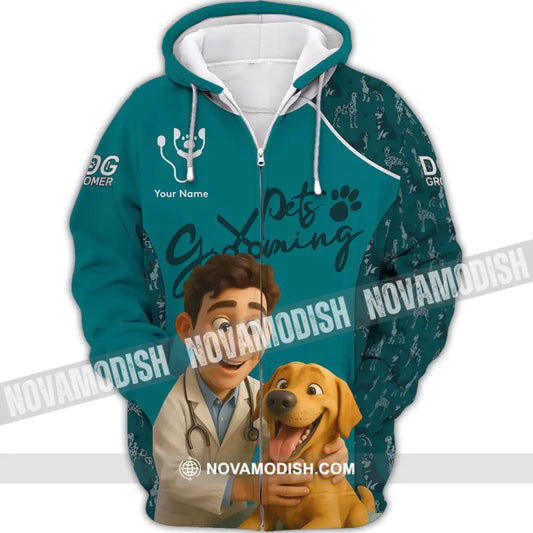 Unisex Shirt - Custom Pets Grooming 3D Shirt Zipper Hoodie / S T-shirt