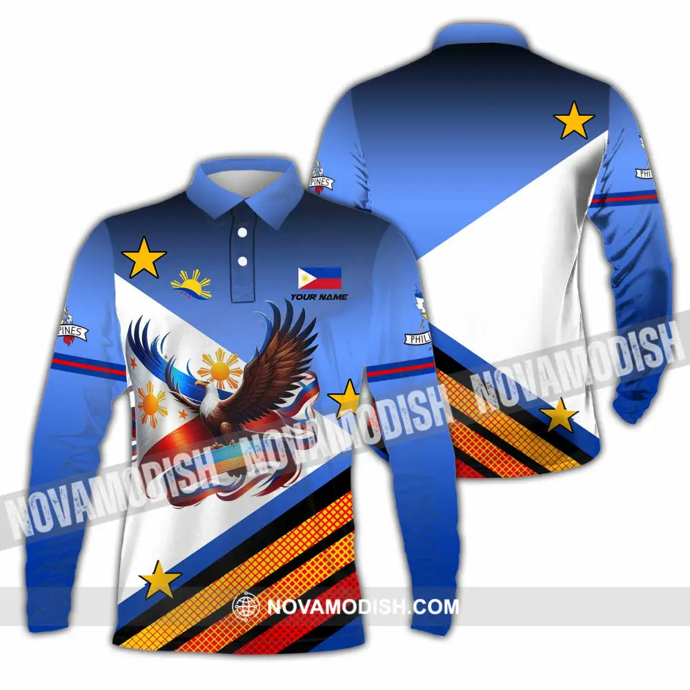 Unisex Shirt - Custom Philippines 3D Shirt Long Sleeve Polo / S T-shirt