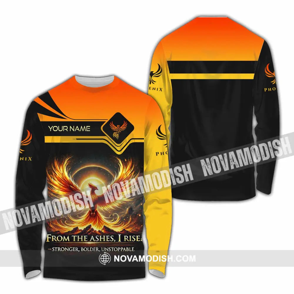 Unisex Shirt - Custom Phoenix From The Ashes I Rise Stronger Bolder Unstoppable Shirt Long Sleeve Shirt / S T-shirt