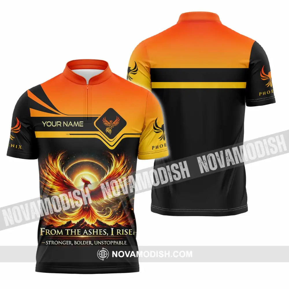 Unisex Shirt - Custom Phoenix From The Ashes I Rise Stronger Bolder Unstoppable Shirt Zipper Polo Shirt / S T-shirt