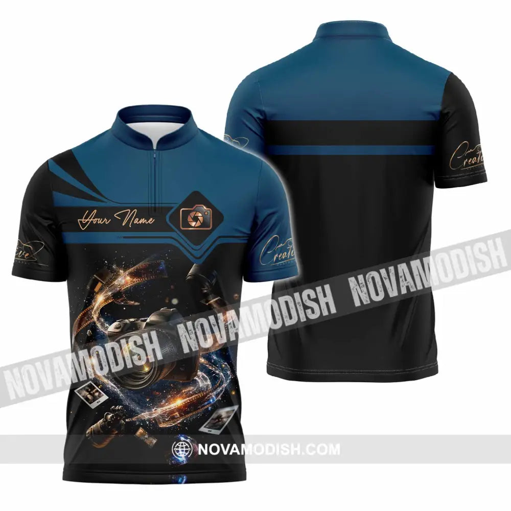 Unisex Shirt - Custom Photographer 3D Shirt - Zipper Polo Shirt / S - T-shirt