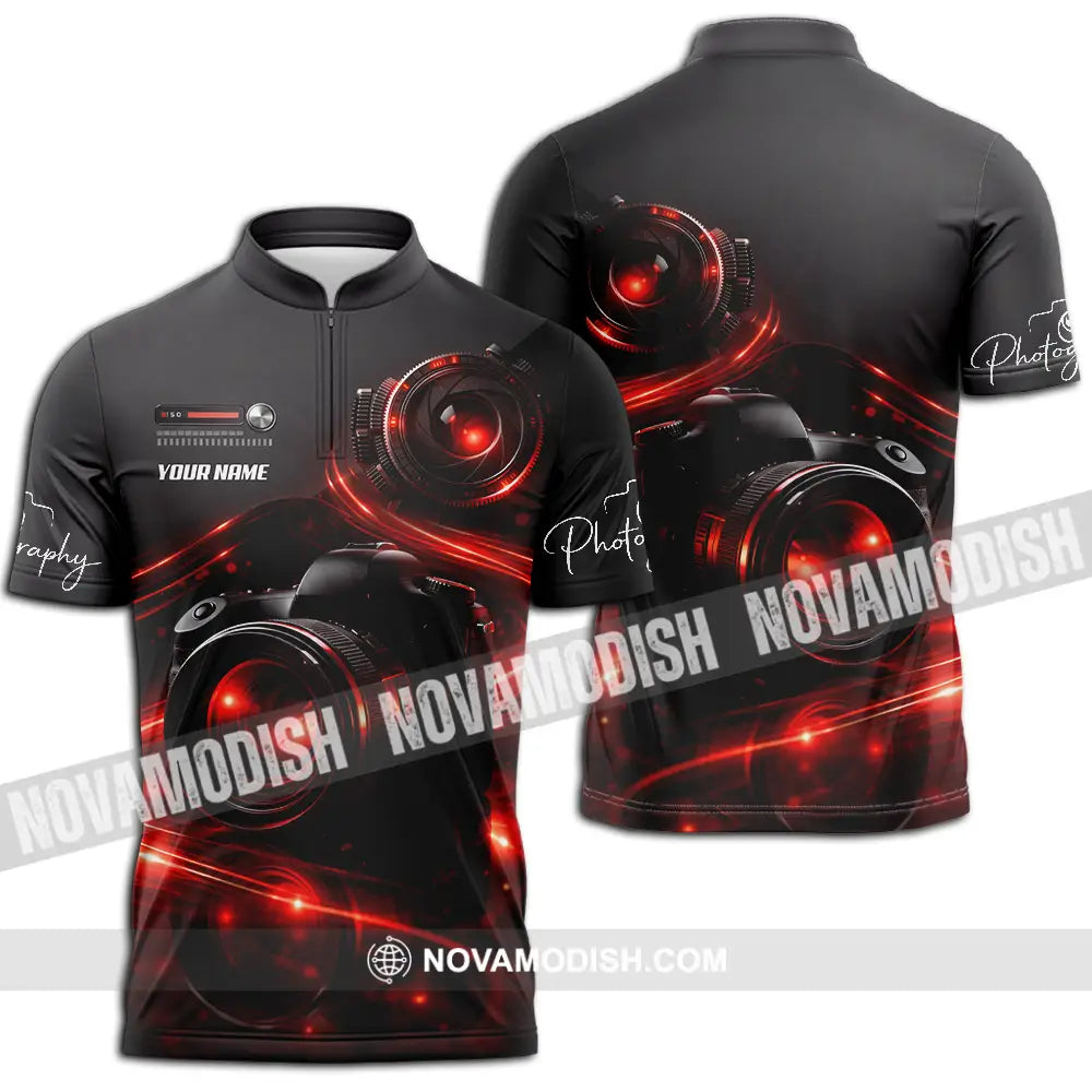 Unisex Shirt - Custom Photography 3D Shirt Zipper Polo Shirt / S T-shirt