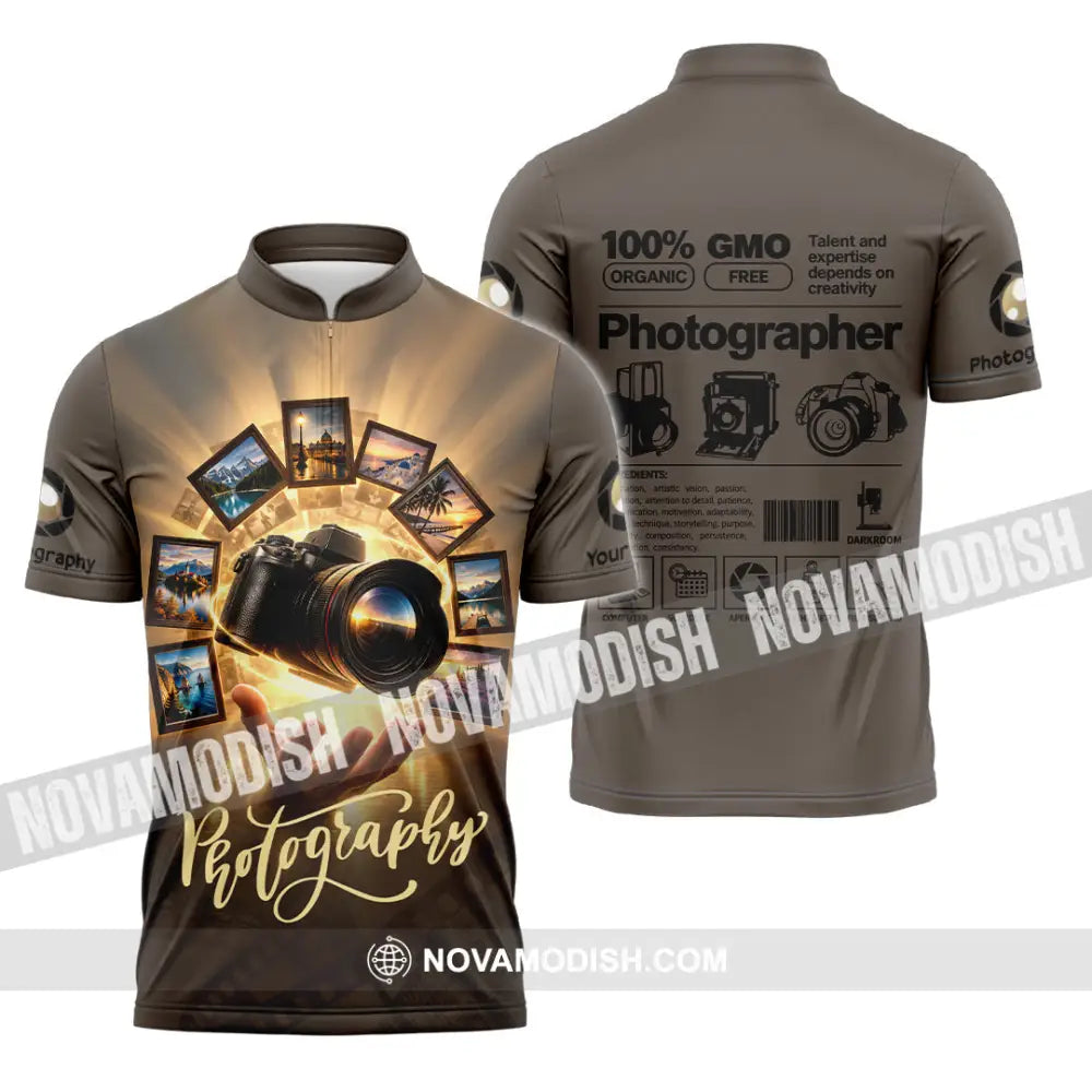 Unisex Shirt - Custom Photography Shirt - Zipper Polo Shirt / S - T-shirt