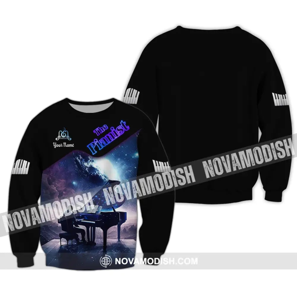 Unisex Shirt Custom Piano Pianist T-Shirt Music Lover Gift Player Long Sleeve / S