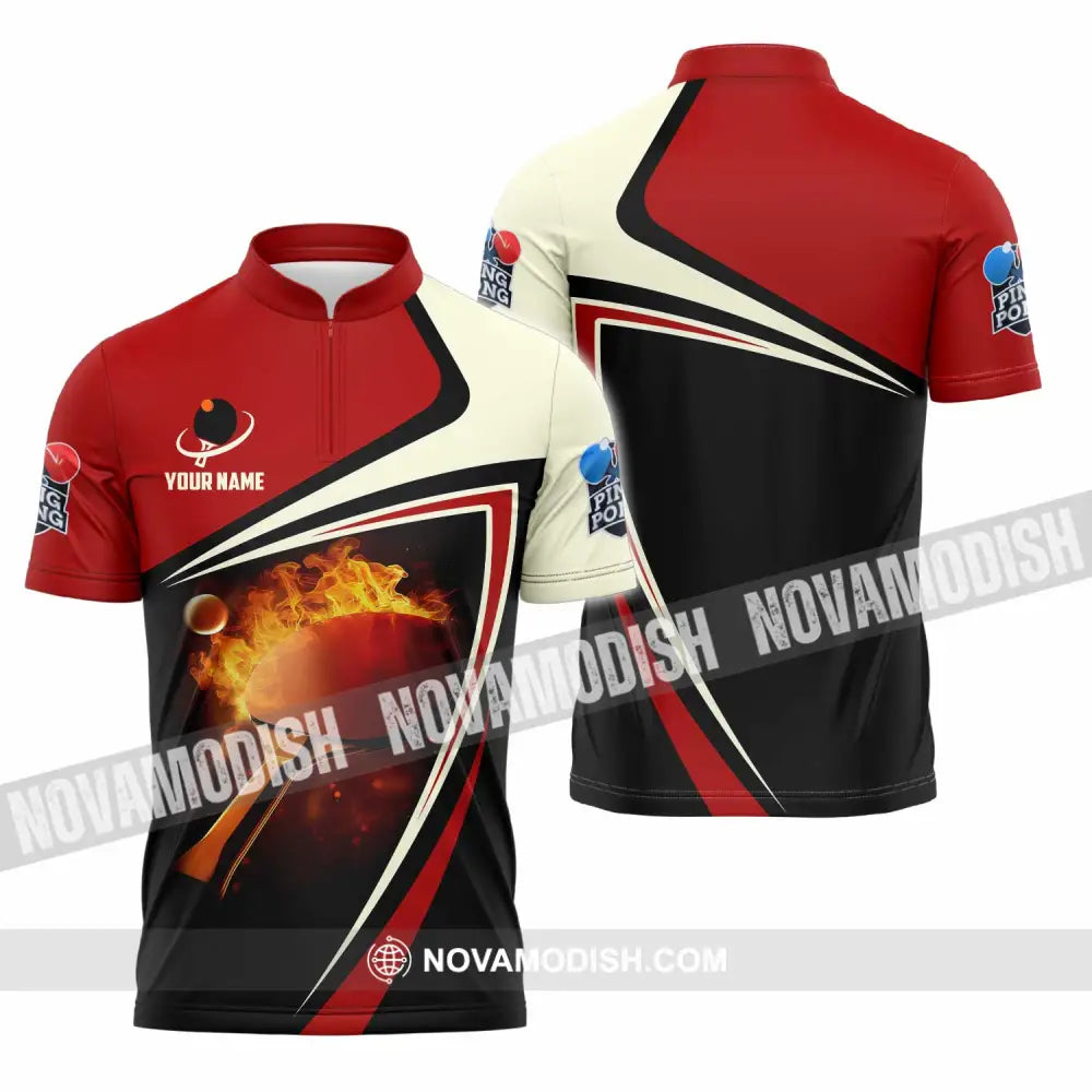 Unisex Shirt - Custom Ping Pong Lover Shirt Zipper Polo Shirt / S T-shirt