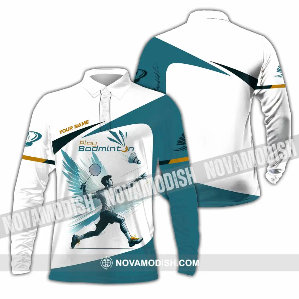 Unisex Shirt - Custom Play Badminton Shirt Long Sleeve Polo / S T-shirt