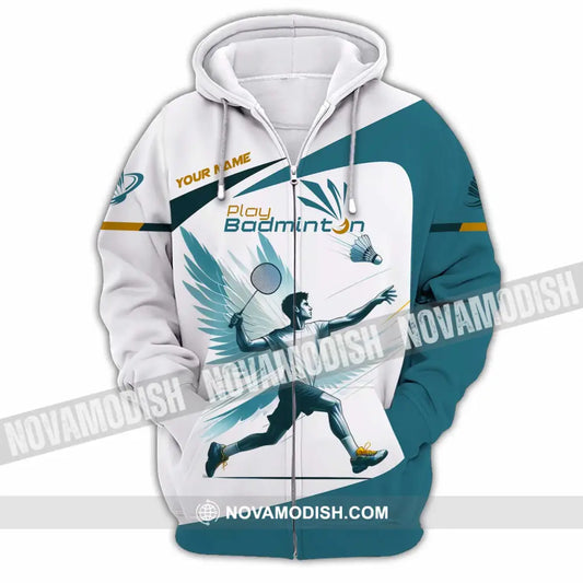 Unisex Shirt - Custom Play Badminton Shirt Zipper Hoodie / S T-shirt