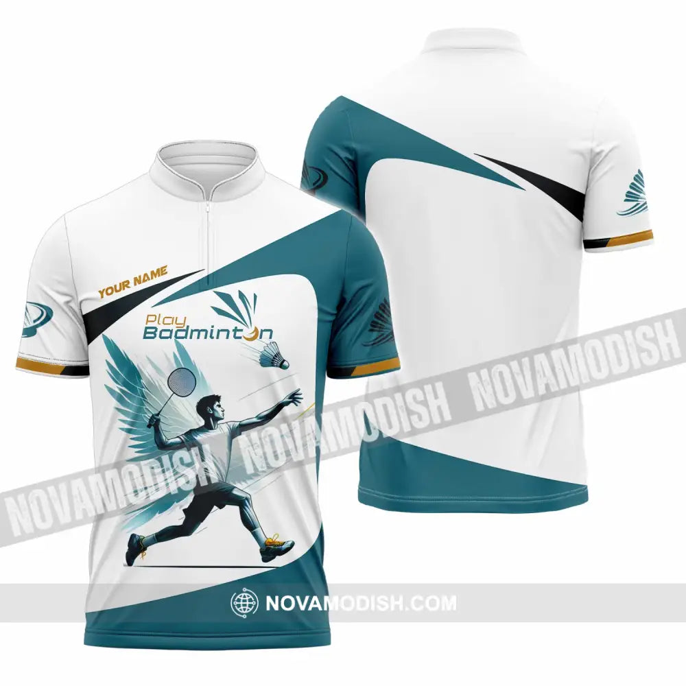 Unisex Shirt - Custom Play Badminton Shirt Zipper Polo Shirt / S T-shirt